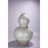 A Chinese Ge ware double gourd vase, H 52 cm