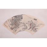 A Chinese 'Equistrians on horses' scroll painting, L 49,5 cm