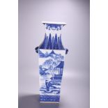 A Chinese blue and white 'Figures in landscape' fanghu vase, H 58 cm