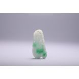 A Chinese jadeite feicui jade carved pendant, L 7 - W 3,5 cm