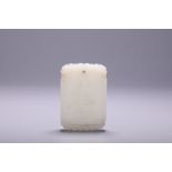 A Chinese white jade plaque pendant, L 5,3 - W 3,6 cm