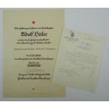 Ehrenzeichen des Deutschen Roten Kreuzes, 3. Modell (1937-1939), 1. Klasse Urkunde für einen Genera