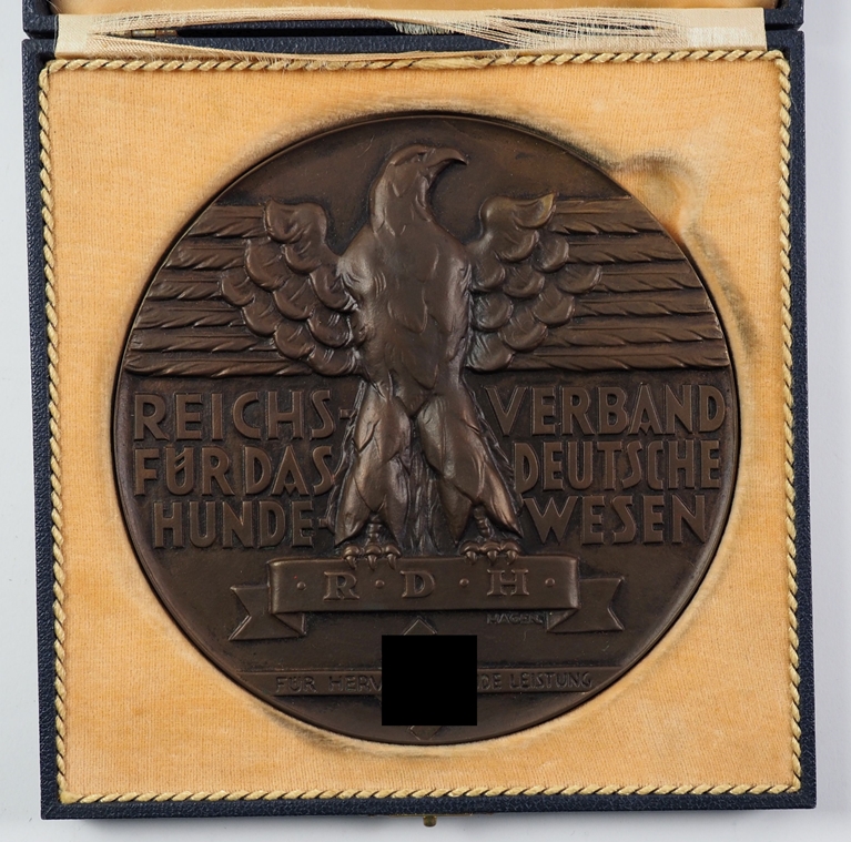 Reichsverband für das Deutsche Hundewesen (RDH): Plakette für hervorragende Leistungen, im Etui.