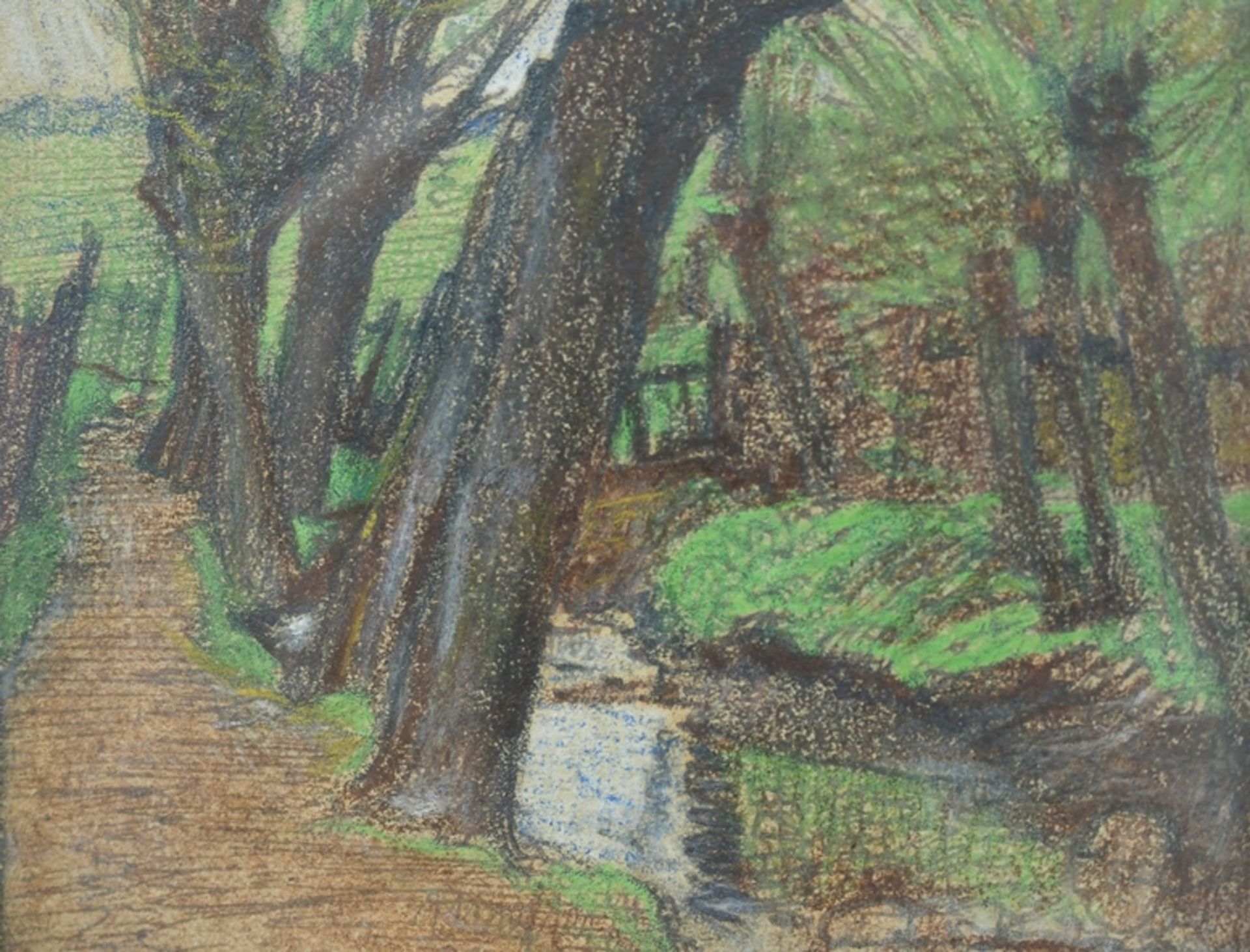 Schönleber, Gustav (1851-1917): Waldweg mit Bachlauf. - Image 3 of 7