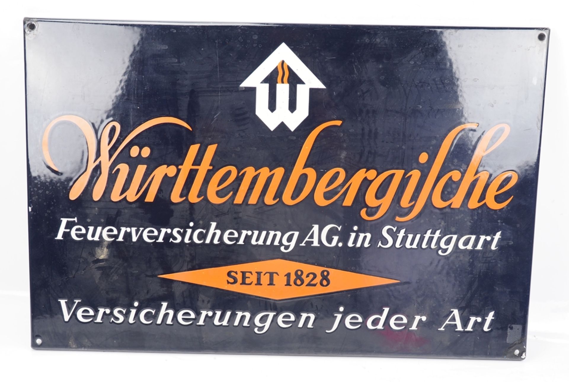 Emaille-/ Werbeschild: Württembergische Feuerversicherung AG. Stuttgart.