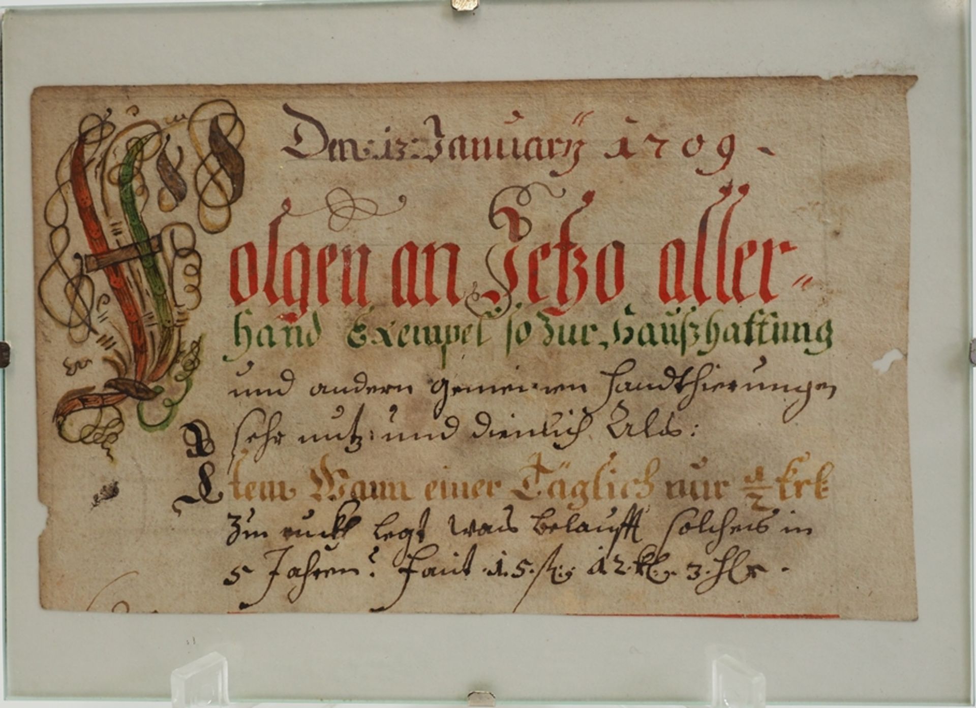 Altes Dokument, dat. Januar 1709.