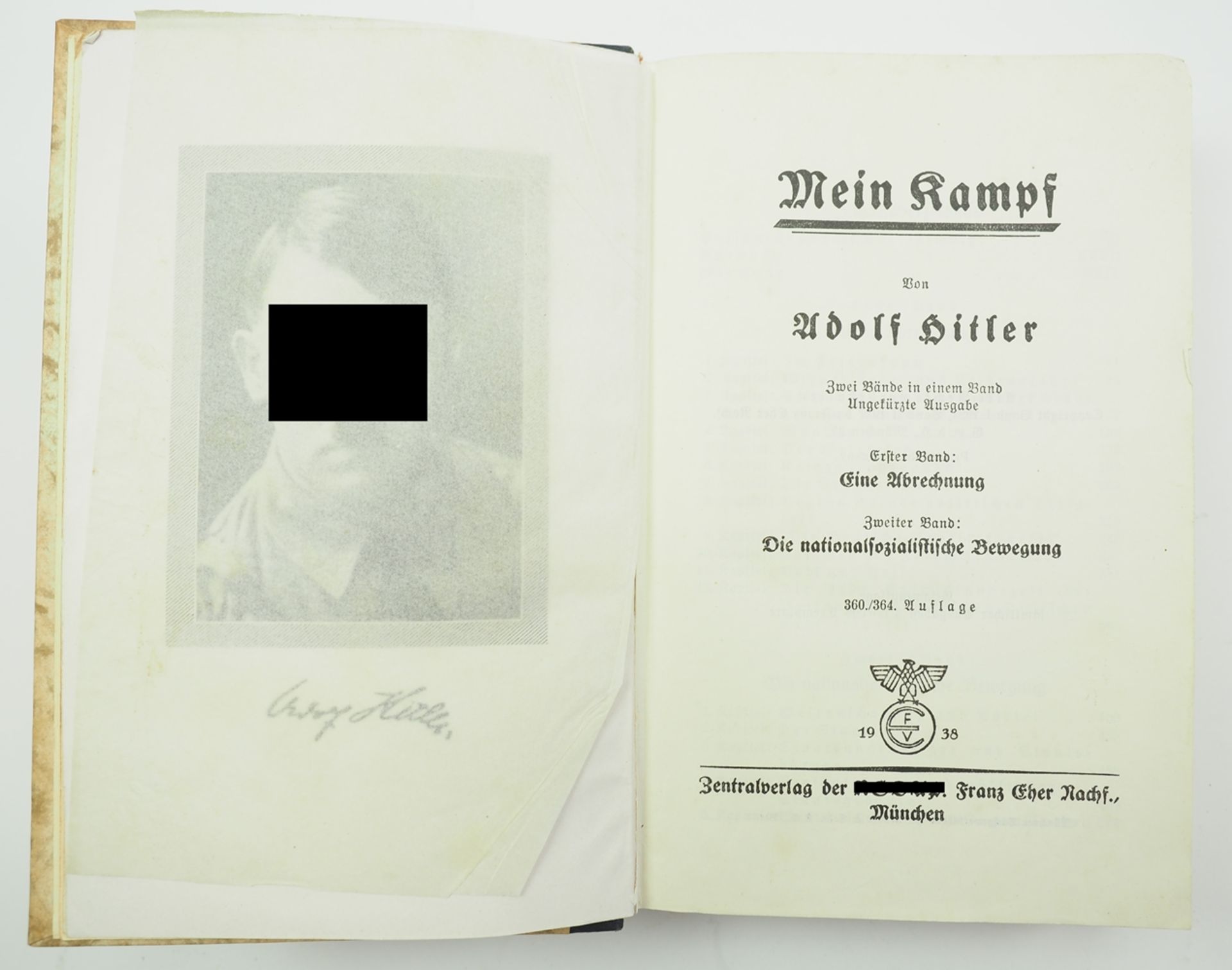 Hitler, Adolf: Mein Kampf - Hochzeitsausgabe Gemeinde Pfalzdorf, Kreis Kleve. - Image 3 of 3