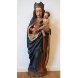 Madonna mit Jesuskind, wohl 17./ 18. Jh., Holz.