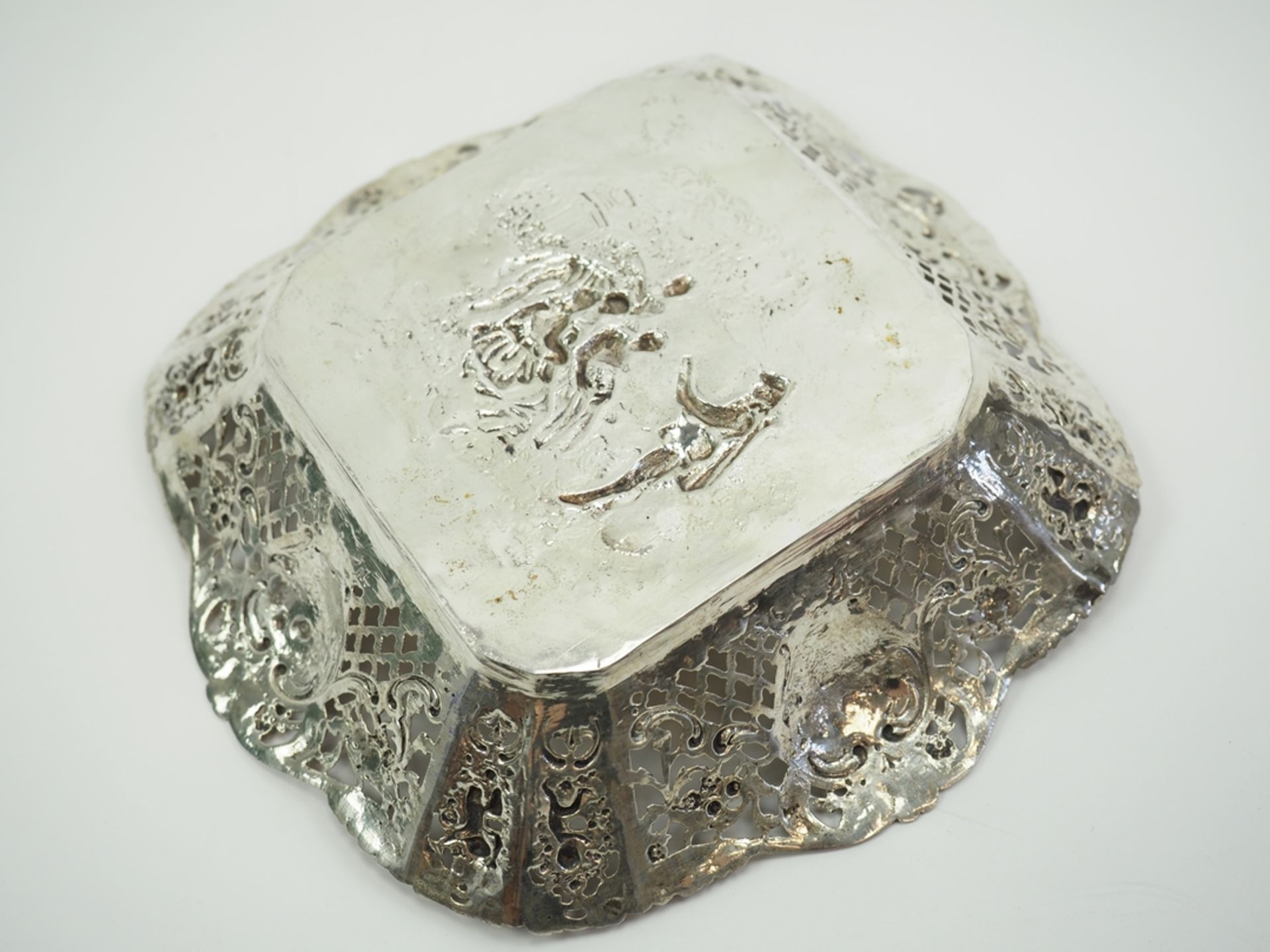 Eckige Zierschale/ Körbchen mit Durchbruch, 800er Silber. - Image 4 of 6