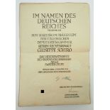 Deutscher Adler Orden Verdienstkreuz, 2. Klasse, Urkunde für einen Rechtsanwalt und Sekretär im Prä