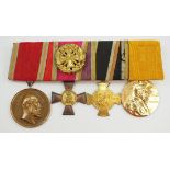 Mecklenburg-Schwerin: Große Ordenschnalle eines Soldaten mit 4 Auszeichnungen.