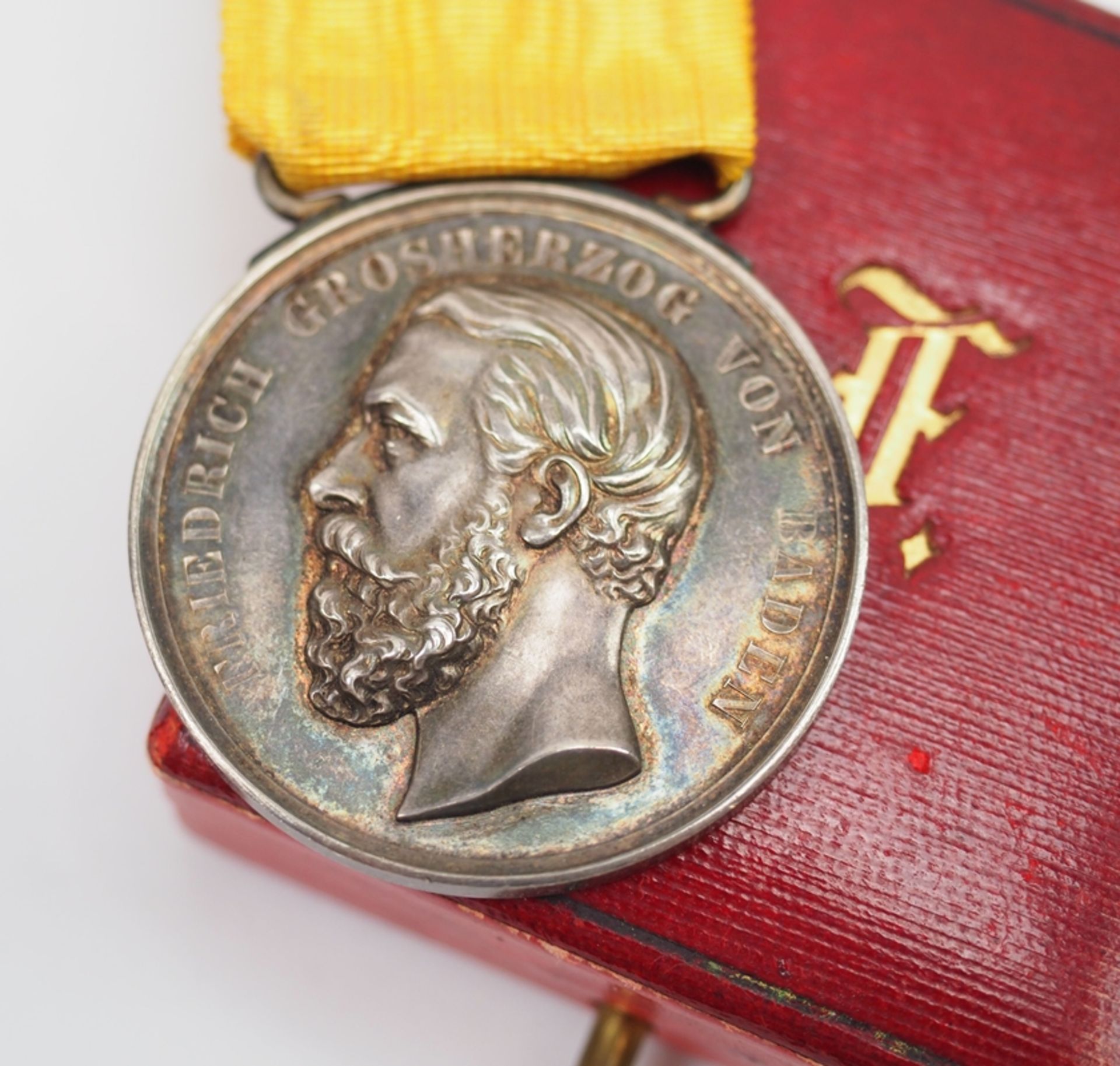 Baden: Silberne Verdienstmedaille, Großherzog Friedrich, im Etui. 