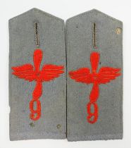 Deutsches Reich: Paar Schulterstücke für Mannschaften der Flieger-Abteilung 9, Böblingen - feldgrau