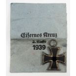 Eisernes Kreuz, 1939, 2. Klasse, in Verleihungstüte - Klein & Quenzer, Oberstein.