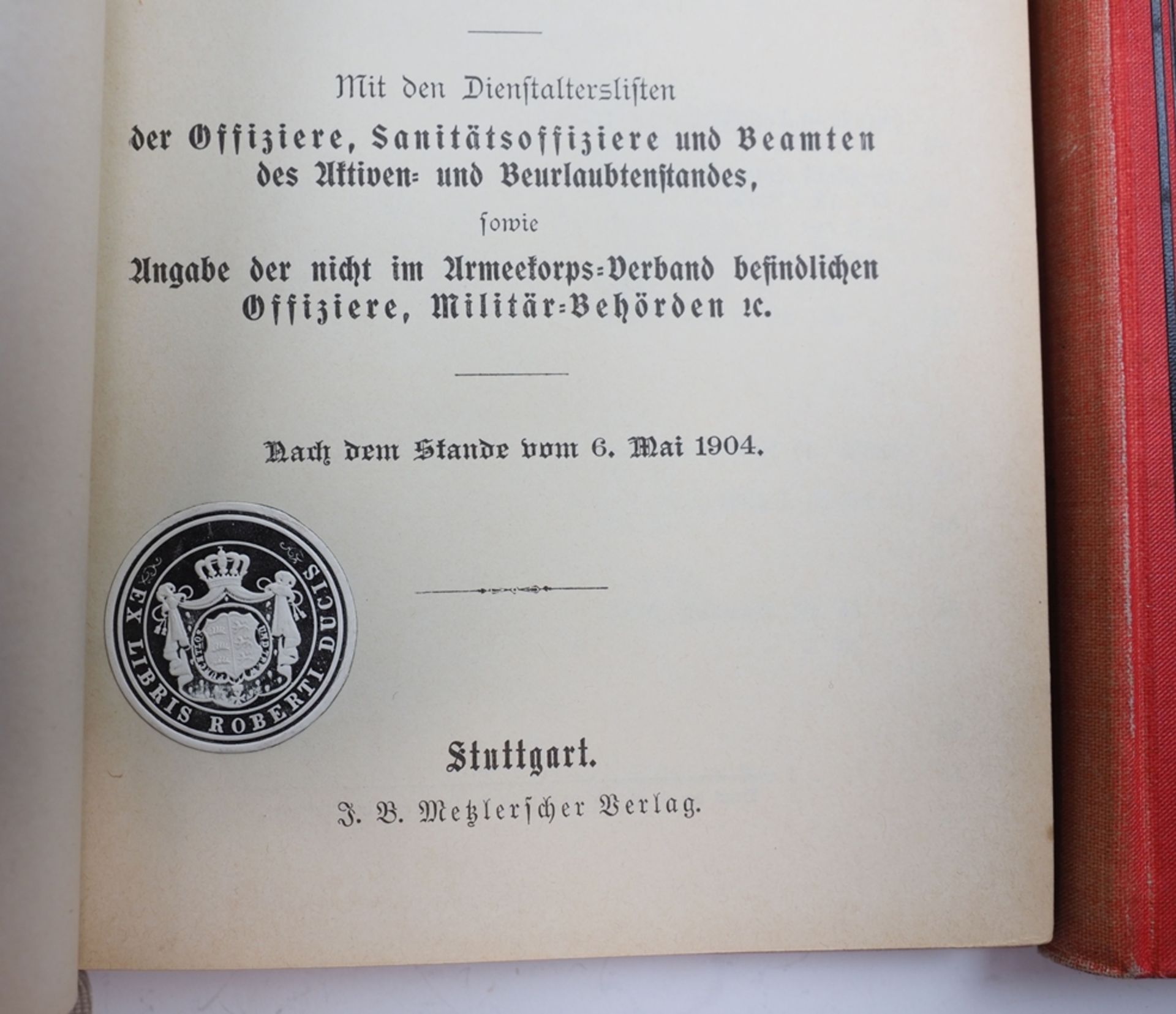 Herzog Robert von Württemberg: Rangliste des XIII. (Königl. Württemb.) Armee-Korps für 1907, 1906,  - Bild 2 aus 3