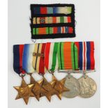 Großbritannien: Ordenschnalle eines Veteranen des 2. Weltkrieges mit 6 Auszeichnungen.