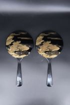 A Pair of Japanese Mirrors Decorated with Gold Maki-e Landscape Paintings