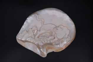 A large carved 'Mother of Pearl' Shell, 19th century