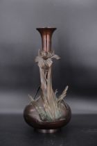 A Japanese Bronze 'Iris' Vase, late Meiji/Taisho period