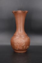 A Zisha carved and inscribed Vase