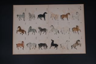 A Japanese Woodblock Print of Horses, Meiji period