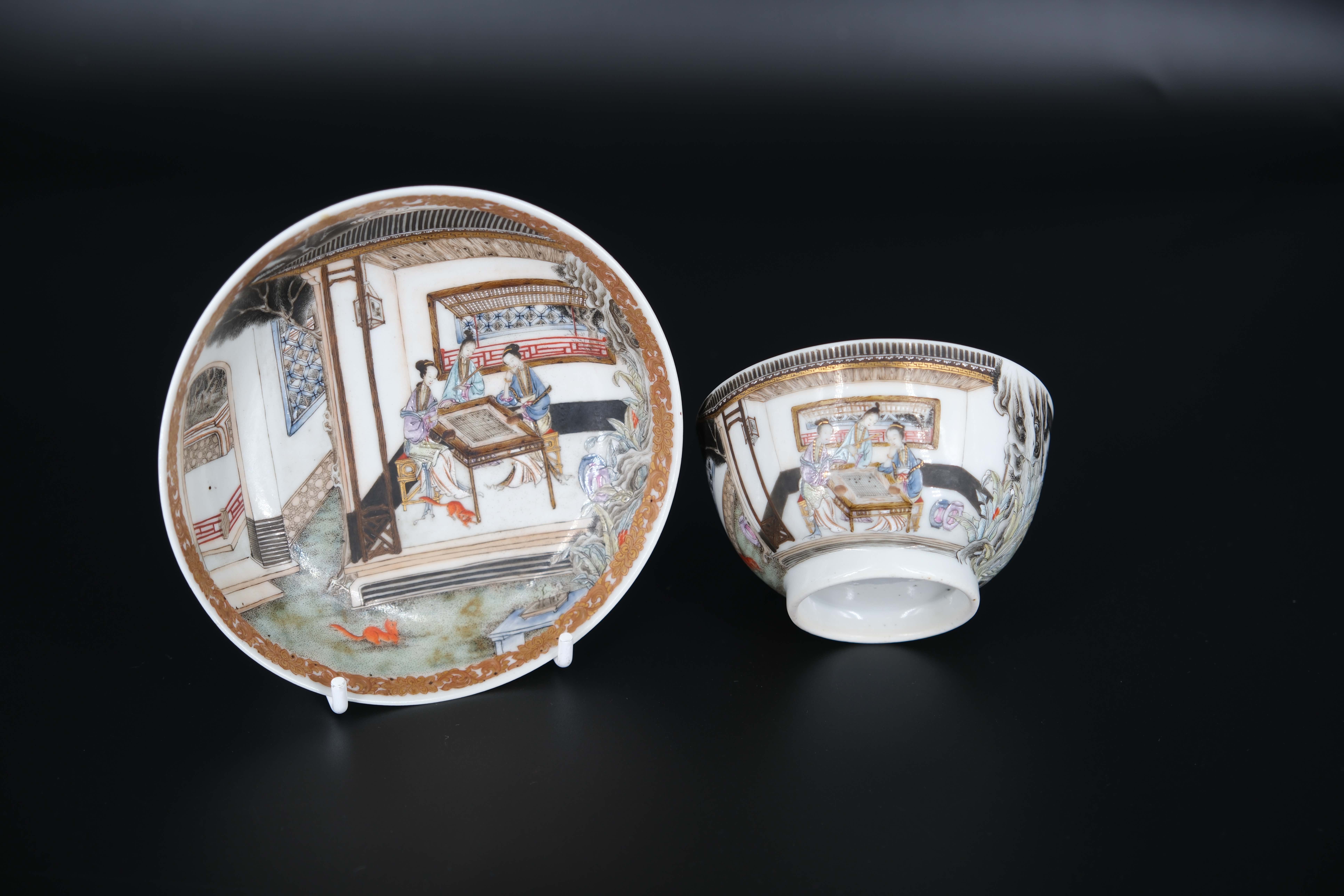 A Group of 'famille rose' Cups and saucers, Yongzheng/Qianlong, including three cups and saucers - Image 2 of 33