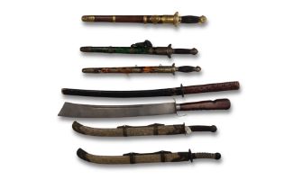 A Group of mostly Chinese Swords with Scabbards, 19th/20th Century