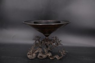 A Japanese bronze Usubata Ikebana Vase, Meiji period