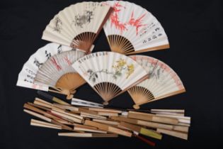 A Group of Japanese Folding Fans, 34 pieces