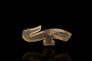 A Crystal Belthook, Han dynasty, a plain carved rock crystal belthook resembling an abstract