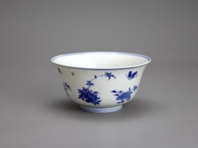 A Blue and White 'Butterfly' Bowl, six character mark of Kangxi in a double ring, and of the period,