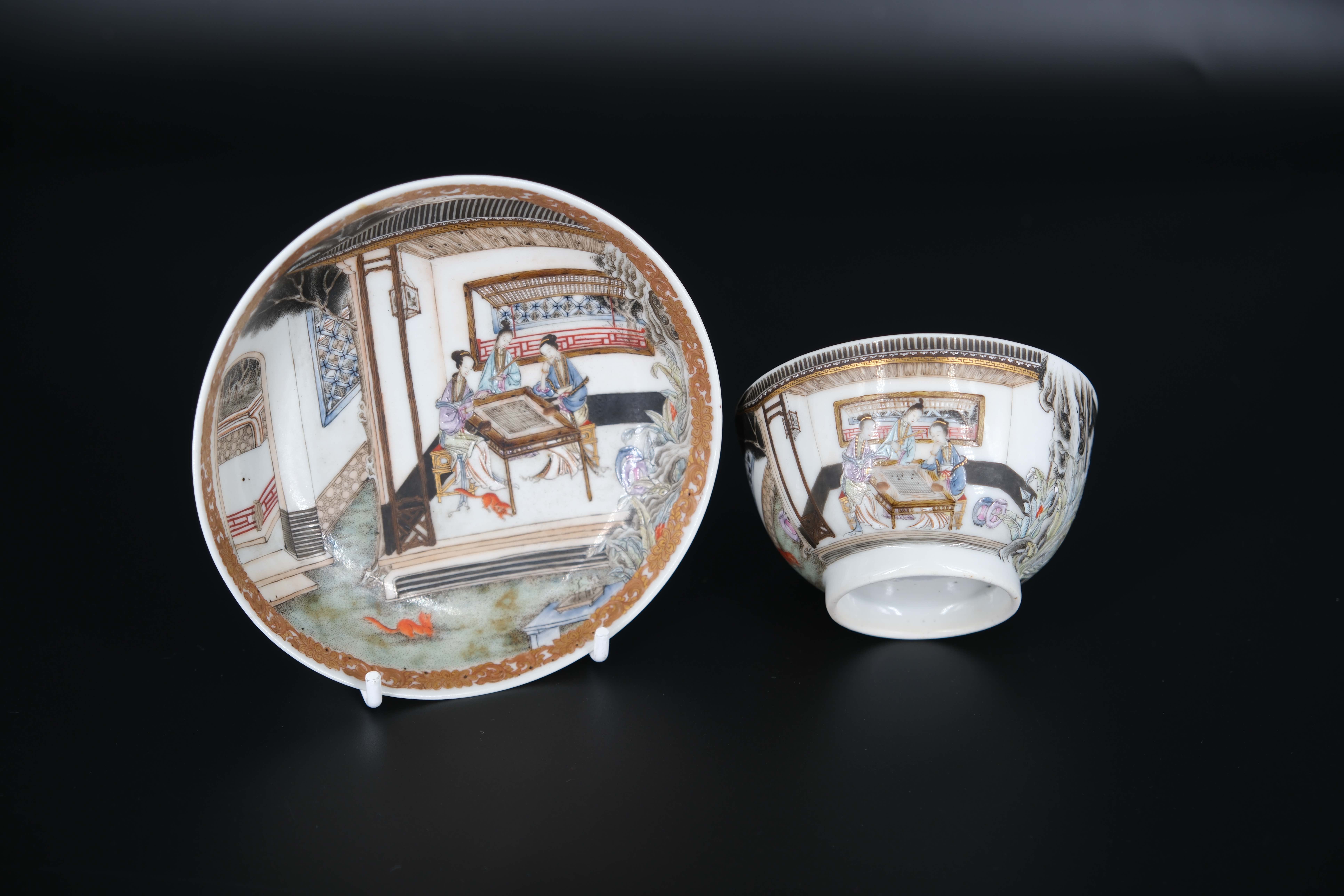 A Group of 'famille rose' Cups and saucers, Yongzheng/Qianlong, including three cups and saucers - Image 30 of 33