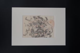 A Japanese Woodblock Print, Giant Octopus in Potato Field, Hokusai Katsushika(1760-1849)