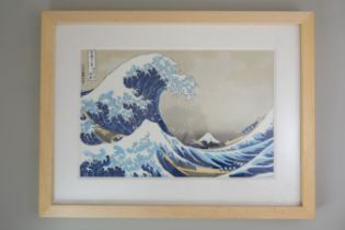 A Japanese Woodblock Print, The Great Wave off Kanagawa, attribute to Hokusai(1760-1849)