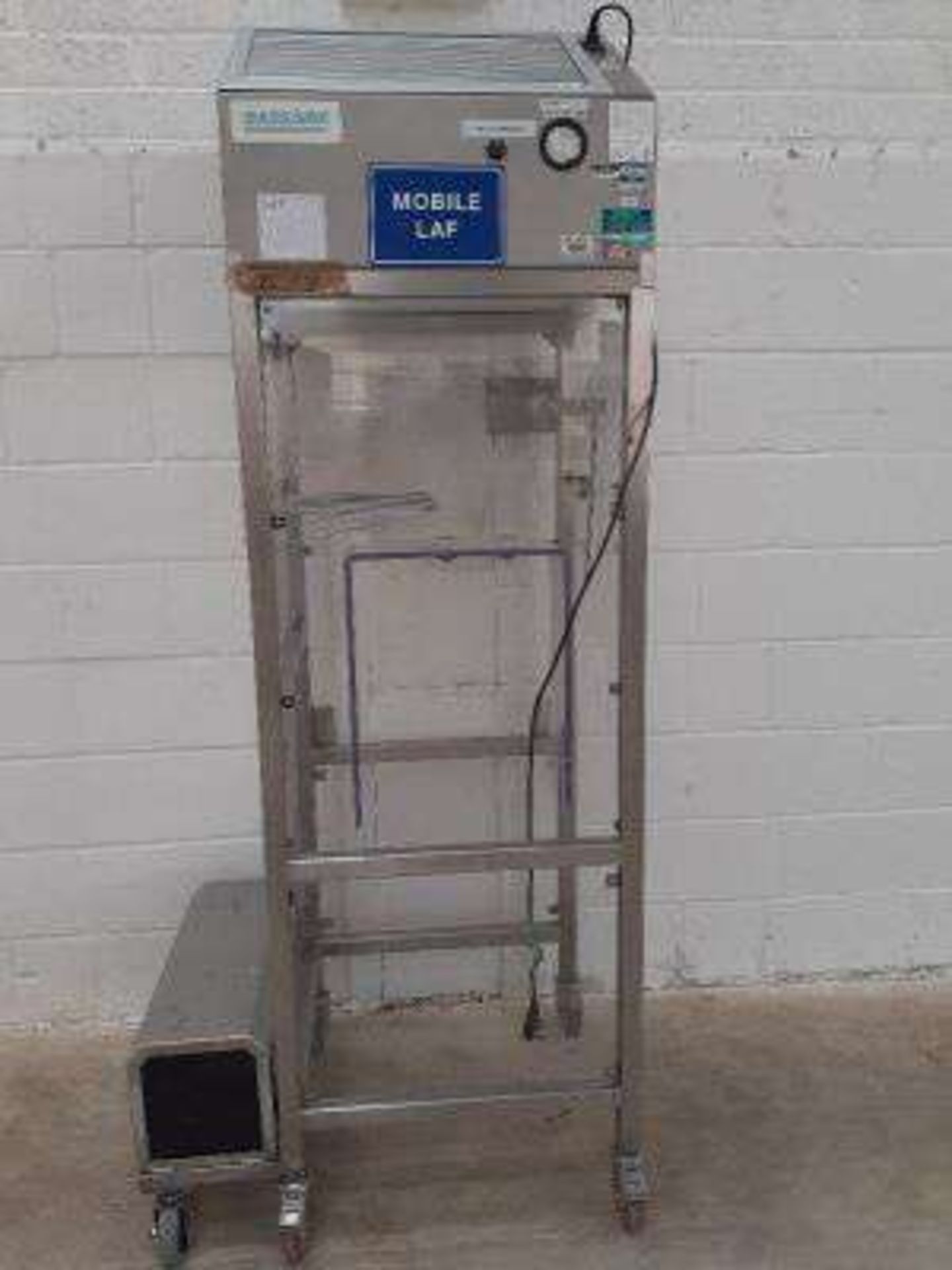 Bassaire mobile stainless steel laminar air cart isolator.