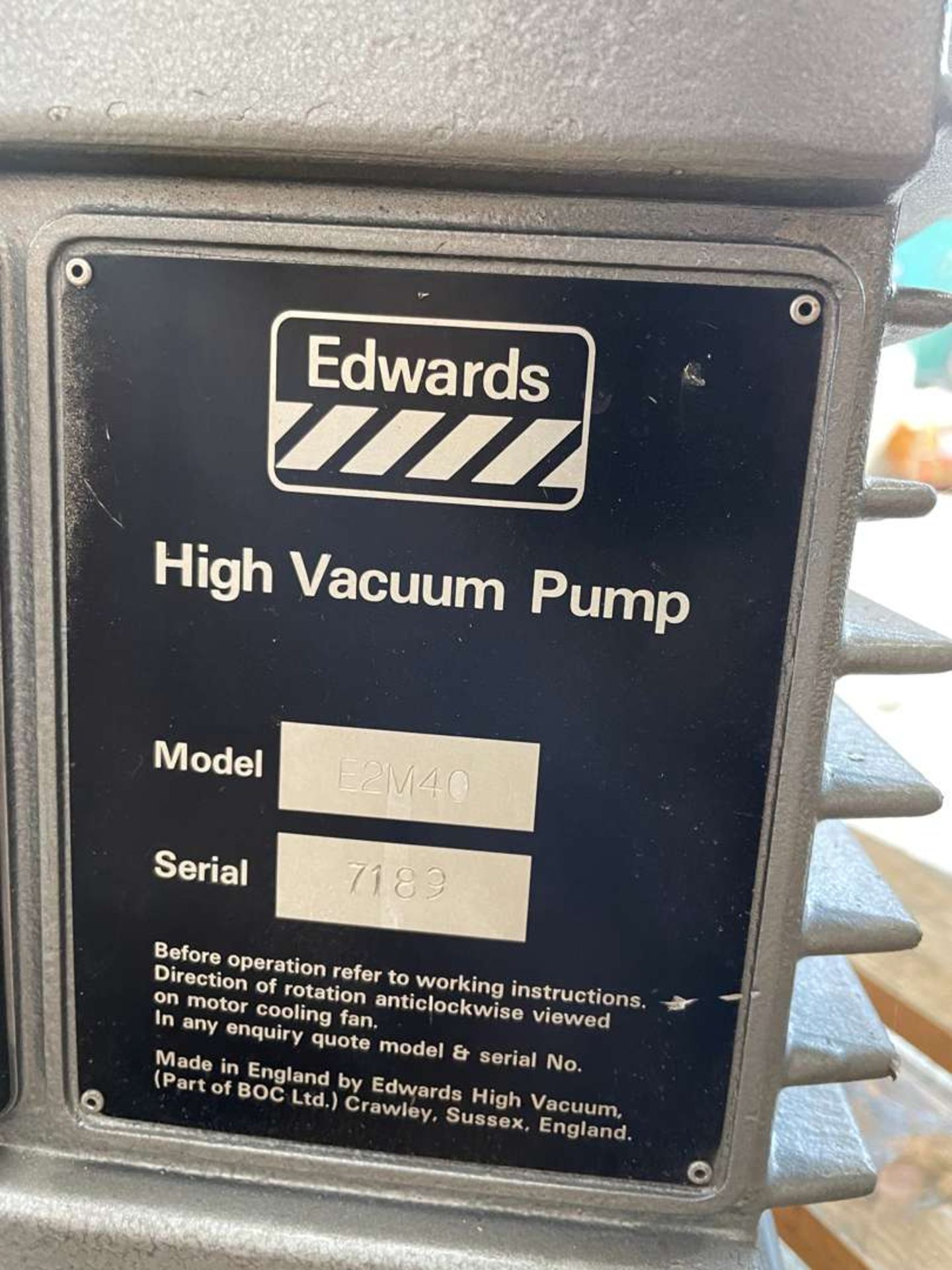 Edwards Model E2M80 2 stage vacuum pump - Image 4 of 4