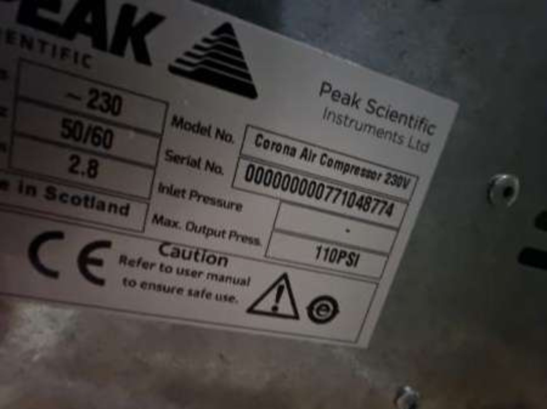 Peak Scientific Acrion N2 Nitrogen Generator & Acrion Air Compressor - Image 6 of 6