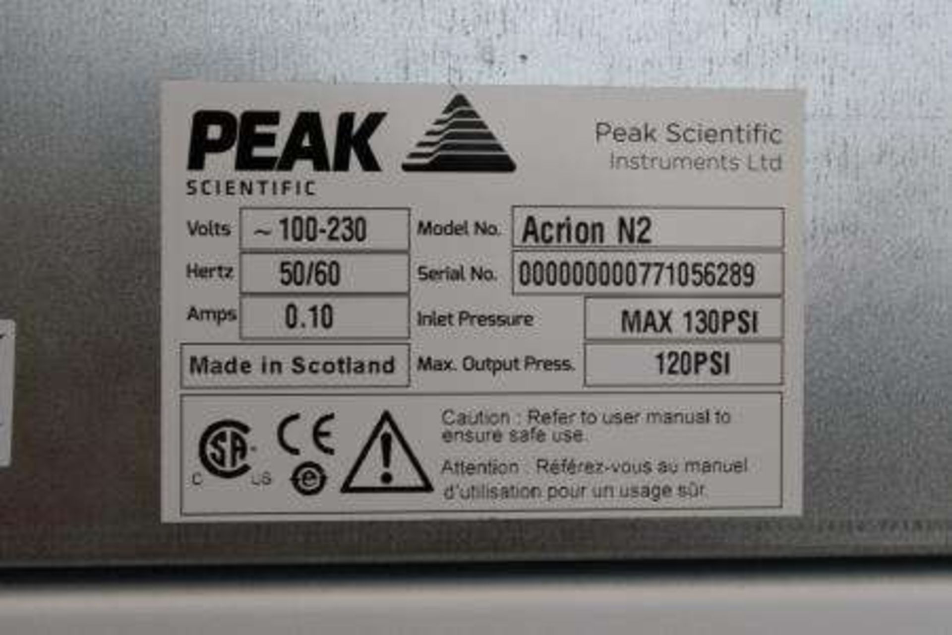 Peak Scientific Acrion N2 Nitrogen Generator & Acrion Air Compressor - Image 5 of 6