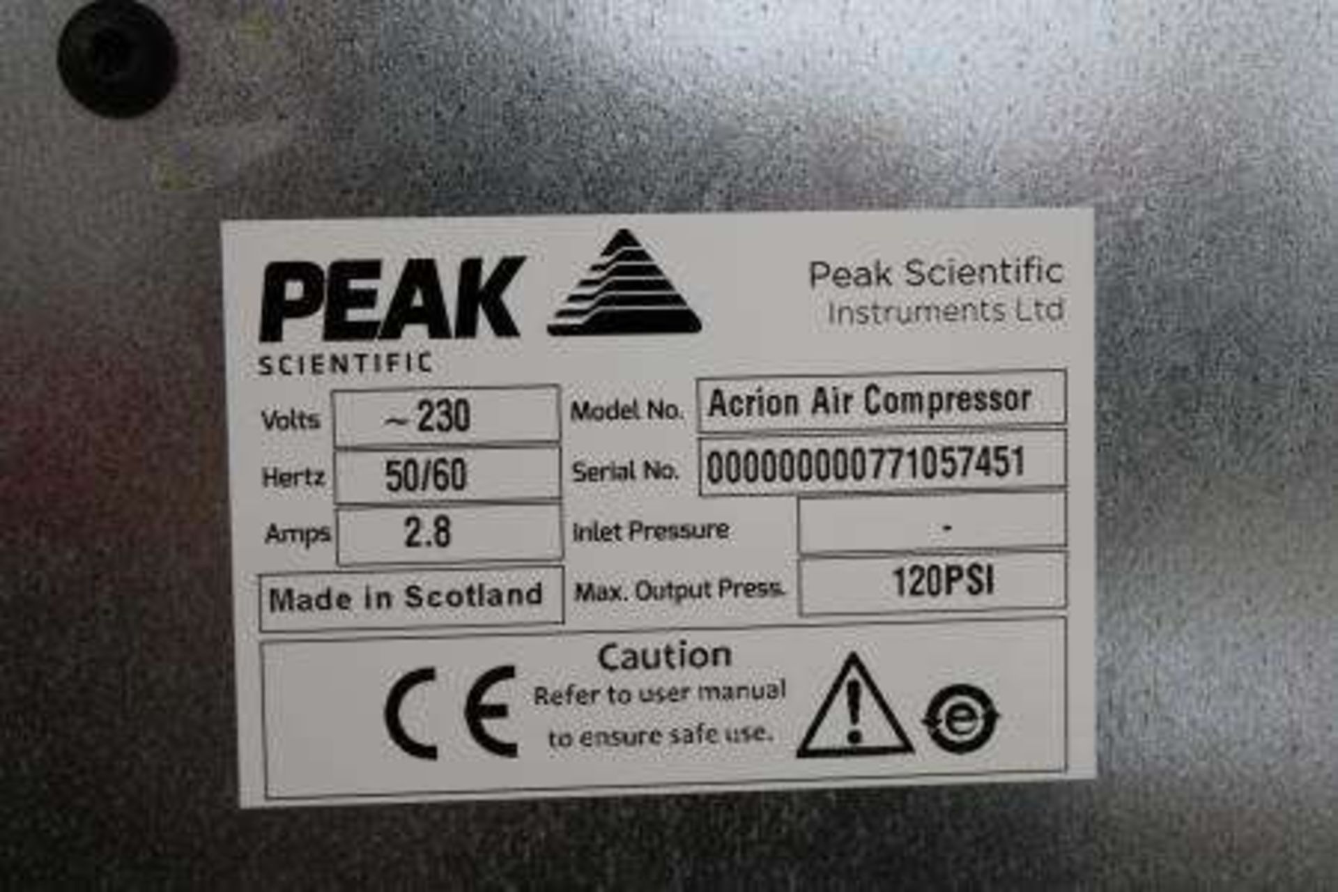 Peak Scientific Acrion N2 Nitrogen Generator & Acrion Air Compressor - Image 6 of 6