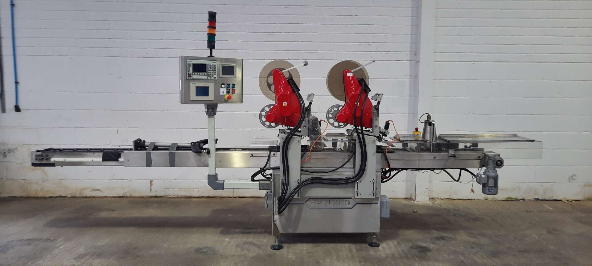 Harland Labeller MK 5 Sirius Automatic 2-Head Top Label Applicator with Comet Heads