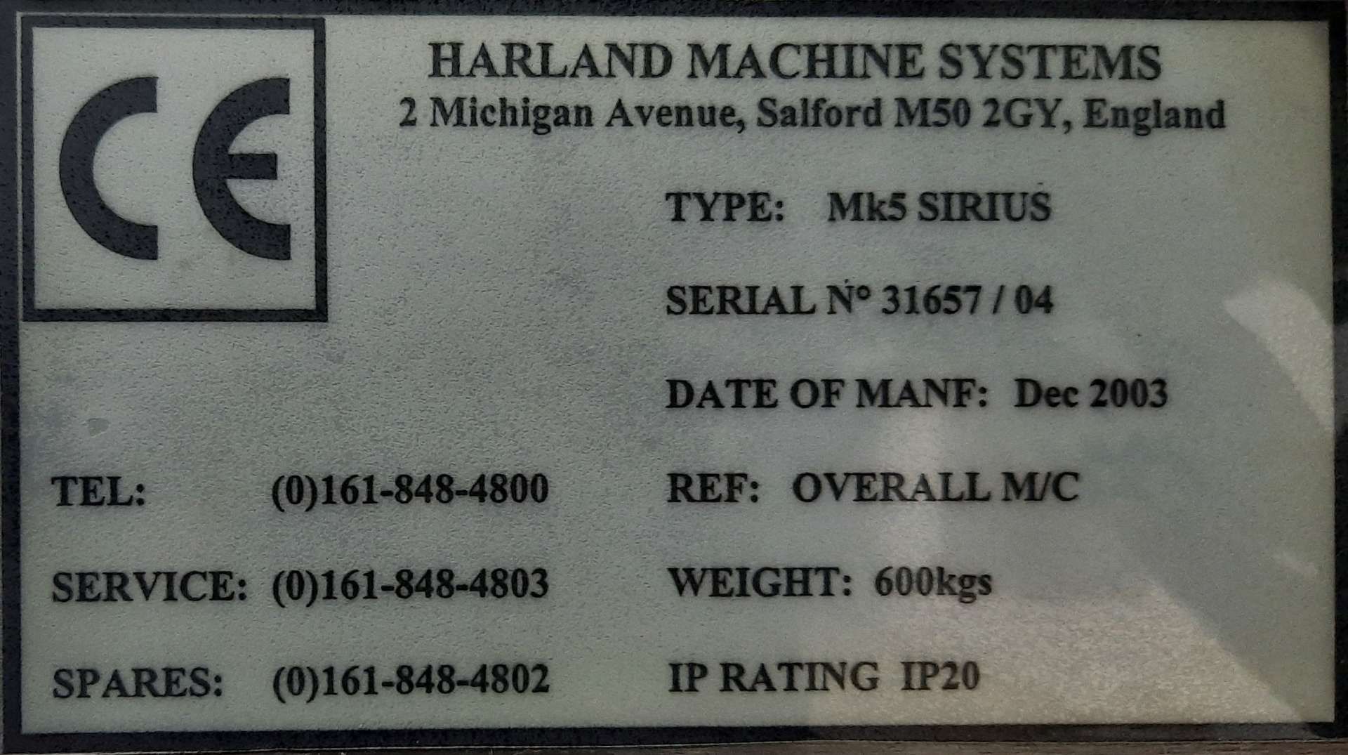 Harland MK 5 Sirius Automatic 2-head Top Label Applicator - Image 7 of 7