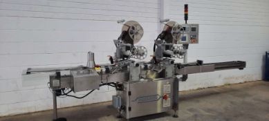 Harland 2-Head Automatic Top Label Applicator, Overall M/C
