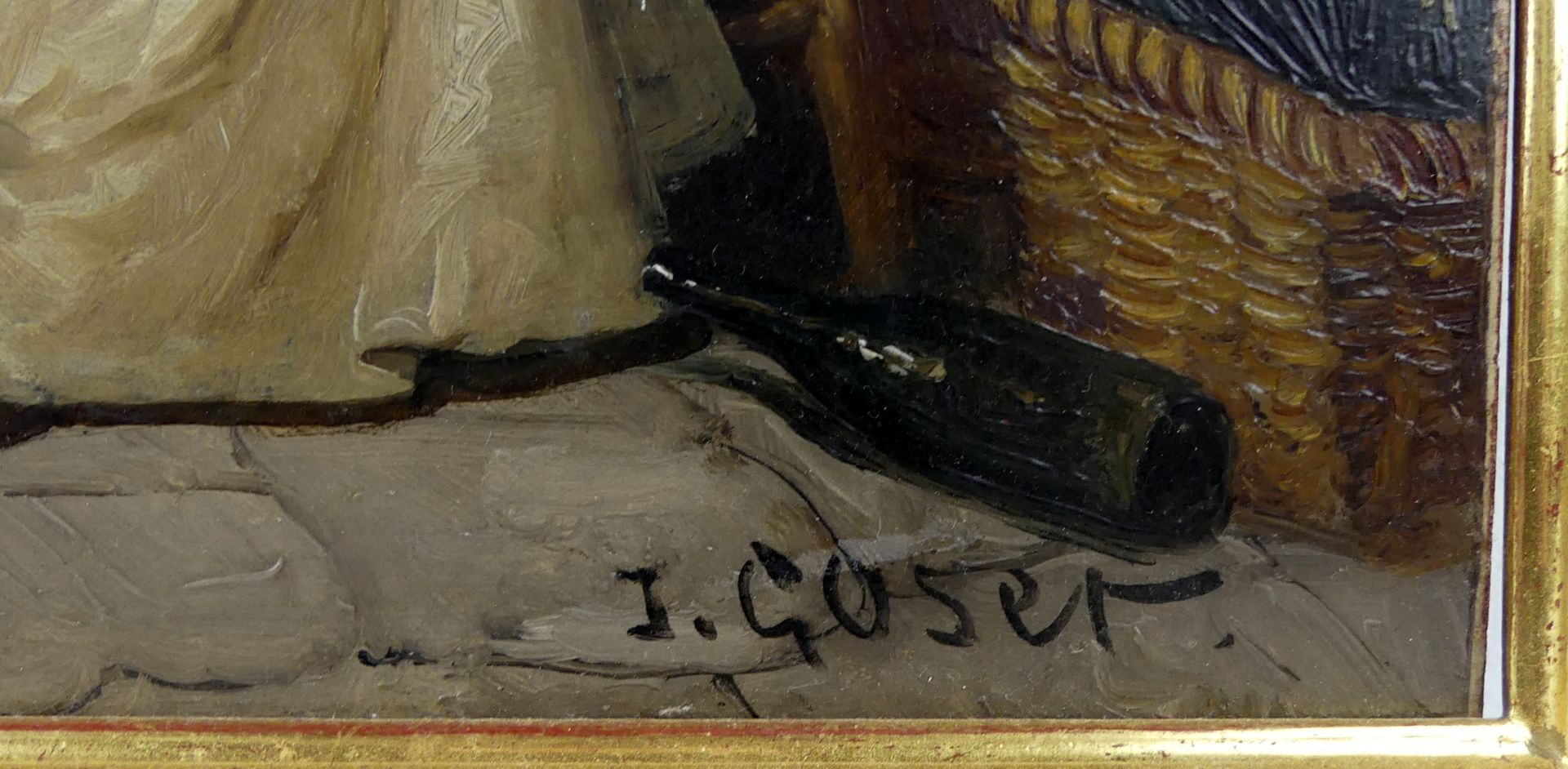 I. GOSER, "Mönche in der Schenke", Öl/Holz, u.re.sig., ca. 34 x 45, - Image 2 of 3