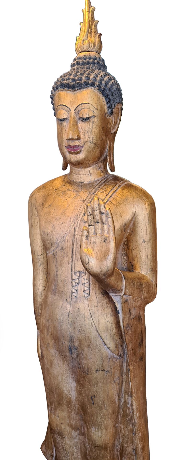 Lebensgroßer, stehender Buddha, Geste der Schutzgewährung (abhaya mudra), - Image 2 of 5