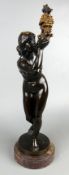MARTIN GÖTZE (1865-1928) "Weiblicher Akt mit Weintraubenrebe", Bronze,