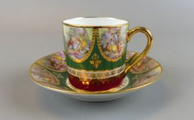 Mokkatasse, Limoges, France, Porcellaines d'art, polychrom bemalt,