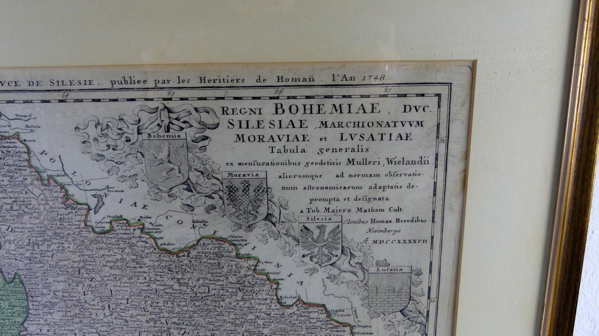Alte Landkarte von Böhmen, "Regni Bohemiae", Passepartout, ca. 51 x 57, - Bild 2 aus 2