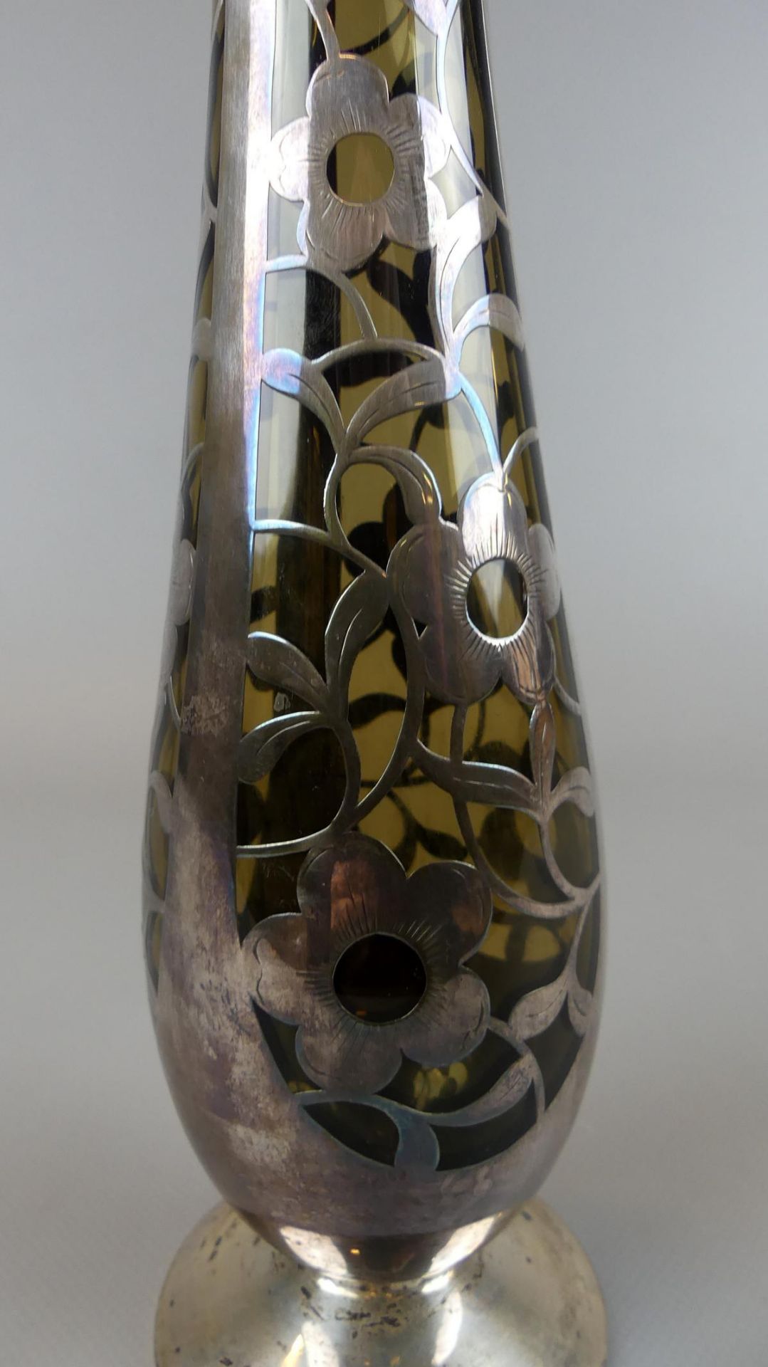 Vase, Glas mit Silberauflage, Blüten-/Blumendekor, Tulpenform, - Image 2 of 2