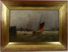 "Segelschiff", Öl/L., u.li.unles.sig., dat. 1912, ca. 36,5 x 25