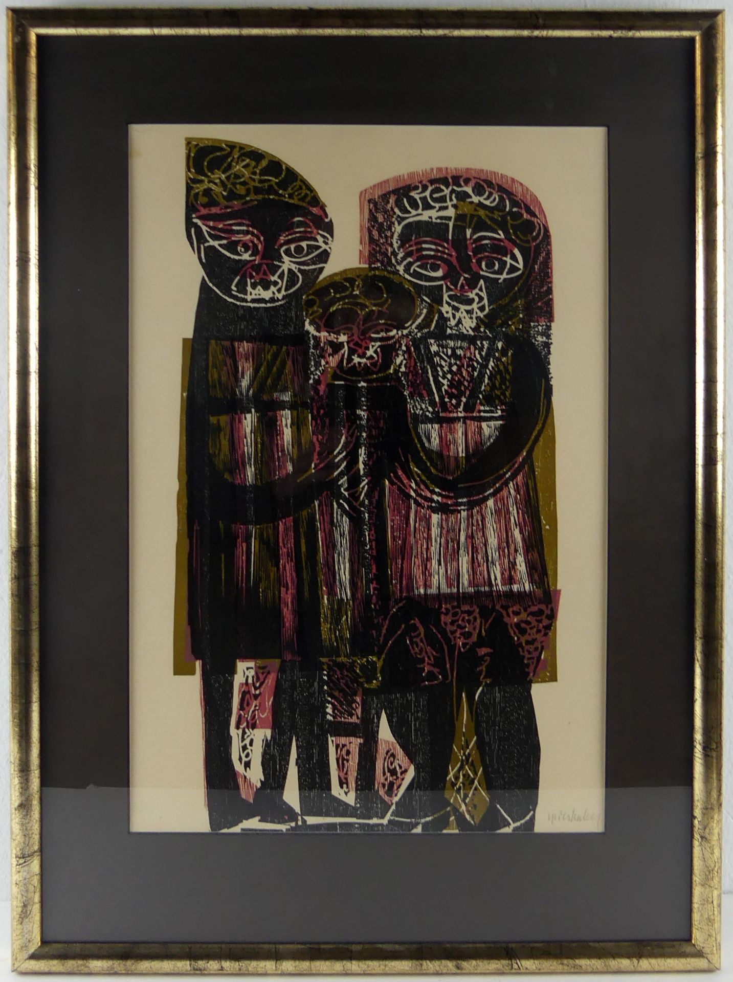 HAP GRIESHABER (1909 - 1981), "Black Family", aus the Lords, Farbholzschnitt,